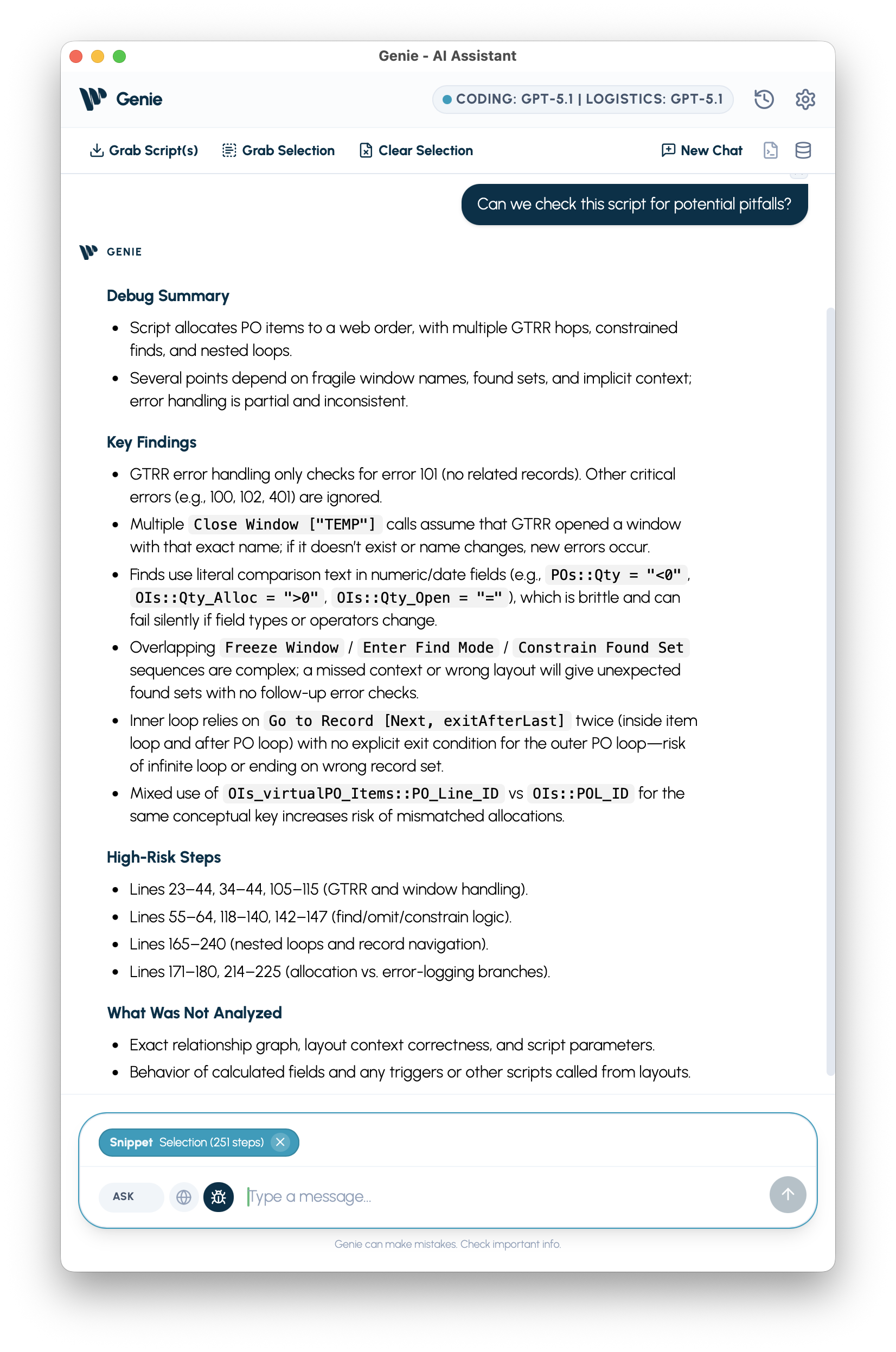 ASK composer with Debug enabled