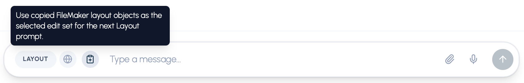 Tooltip for the copied layout objects button